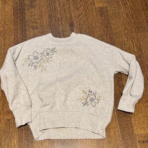 Gray Floral Embroidered Women's Sweater